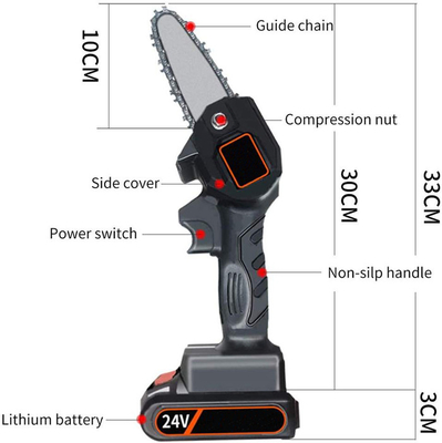 6in 21V Mini Small Battery Handheld Chainsaw Machine Mills Wood Cutting Lithium Prunner